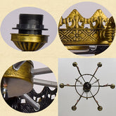 Lámpara de araña de vidrieras Tiffany con patrón de círculos coloridos para sala de estar - Accesorio colgante de 7 conos de luz